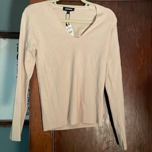 V-neck beige sweater from express- soft knit material size large- never worn